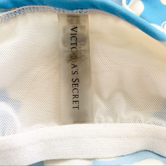 Victoria’s Secret Tankini Forever Sexy Blue Cream Gold Floral Top Size 34C - Picture 9 of 11